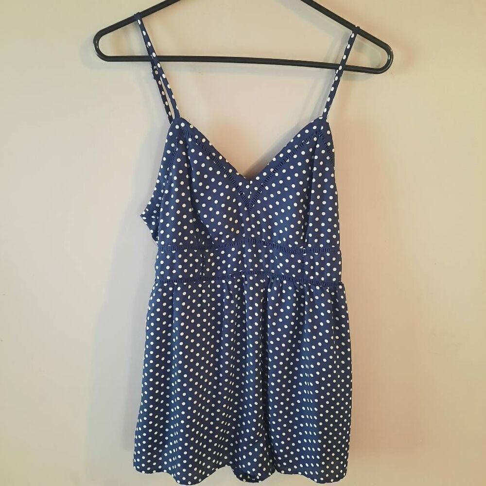 Boutique Blue & White Polka Dot Romper Size Medium
